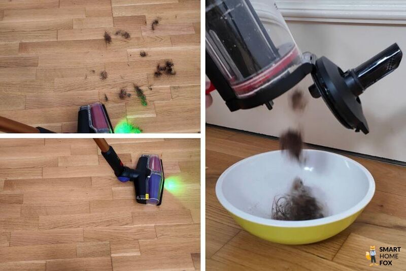 Die neue Bodendüse des Dyson V16 Piston Animal saugt Haare auf und wickelt sie nicht auf.